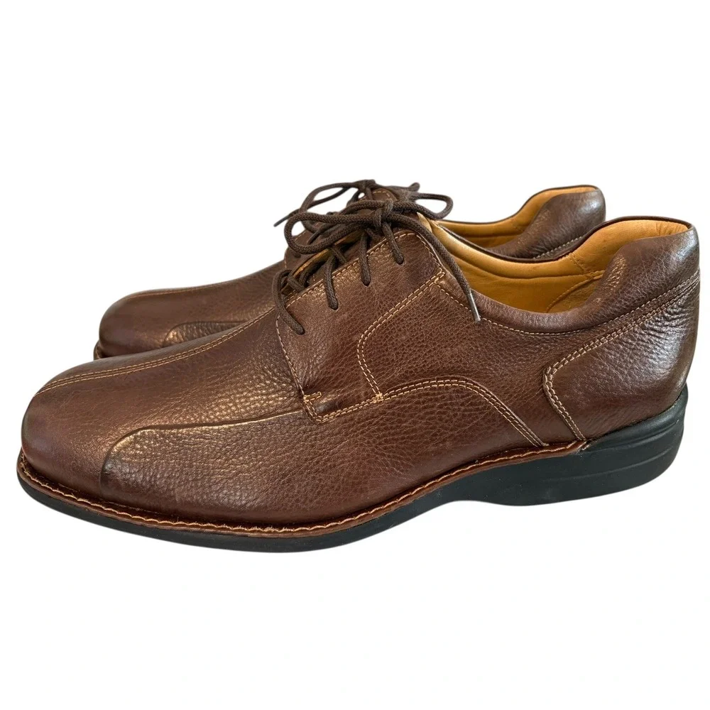 Johnston & Murphy Mens 13 M Brown Pebbled Leather Split Toe‎ Oxfords 20-7223